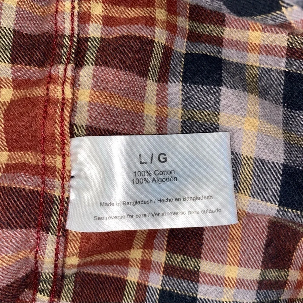 Eddie Bauer Plaid Flannel Long Sleeve Button Down in Red Black White Yellow L